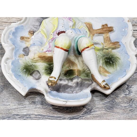 Chase Hand Painted Bisque 3d wall hanging made in japan - Picture 3 of 8